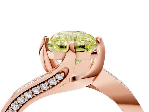 Rose gold Fancy Yellow Radiant Cut Solitaire Diamond Twist Band with Pavé Setting and Four-Prong Setting_4