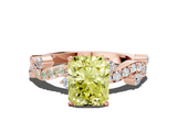 Rose gold Fancy Yellow Radiant  Cut Solitaire Diamond Twisted Band with Pave Setting_28