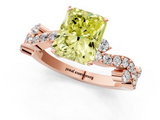 Rose gold Fancy Yellow Radiant  Cut Solitaire Diamond Twisted Band with Pave Setting_31