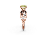 Rose gold Fancy Yellow Radiant  Cut Solitaire Diamond with Side Stones on Criss-Cross Band and Four-Prong Setting_5