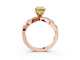 Rose gold Fancy Yellow Radiant  Cut Solitaire Diamond with Side Stones on Criss-Cross Band and Four-Prong Setting_6