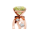 Rose gold Fancy Yellow Radiant  Cut Solitaire Diamond with Side Stones on Criss-Cross Band and Four-Prong Setting_8