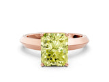 Rose gold Fancy Yellow Radiant  Cut Solitaire Engagement Ring with Flat Band and Four-Prong Setting 1