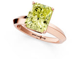 Rose gold Fancy Yellow Radiant  Cut Solitaire Engagement Ring with Flat Band and Four-Prong Setting 2