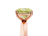 Rose gold Fancy Yellow Radiant  Cut Solitaire Engagement Ring with Flat Band and Four-Prong Setting