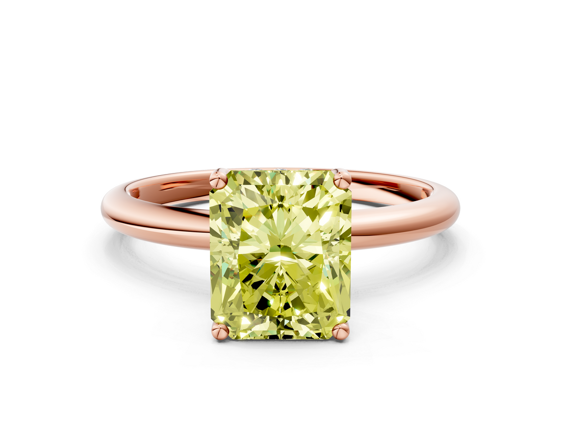 Rose gold Fancy Yellow Radiant  Cut Solitaire Engagement Ring with Four-Prong Setting and Classic Band_20