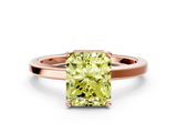 Rose gold Fancy Yellow Radiant  Cut Solitaire Engagement Ring with Four-Prong Setting on a Classic Band_20