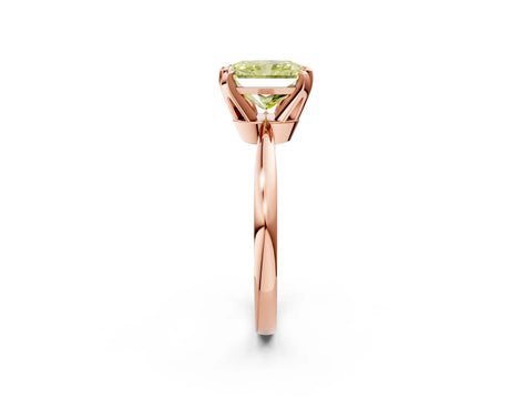 Rose gold Fancy Yellow Radiant Cut Solitaire Engagement Ring with Six-Prong Setting and Tapered Band_2