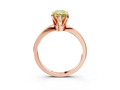 Rose gold Fancy Yellow Radiant Cut Solitaire Engagement Ring with Six-Prong Setting and Tapered Band_3