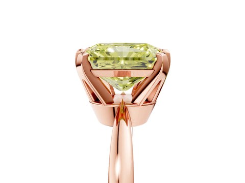 Rose gold Fancy Yellow Radiant Cut Solitaire Engagement Ring with Six-Prong Setting and Tapered Band_5