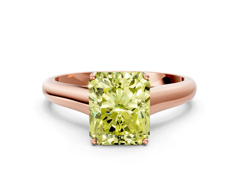 Rose gold Fancy Yellow Radiant Cut Solitaire Engagement Ring with Tapered Band and Four-Prong Setting_3