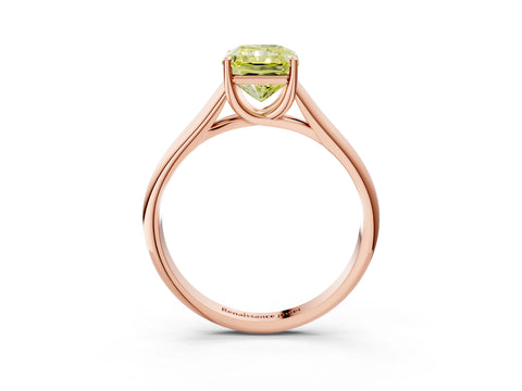 Rose gold Fancy Yellow Radiant Cut Solitaire Engagement Ring with Tapered Band and Four-Prong Setting_6