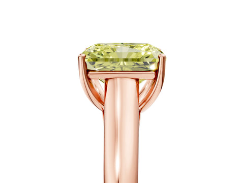 Rose gold Fancy Yellow Radiant Cut Solitaire Engagement Ring with Tapered Band and Four-Prong Setting_8
