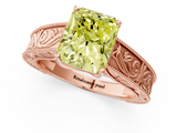 Rose gold Fancy Yellow Radiant  Cut Solitaire Engraved Band with Four-Prong Setting_106