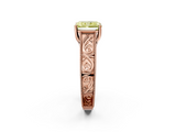 Rose gold Fancy Yellow Radiant  Cut Solitaire Engraved Band with Four-Prong Setting_107