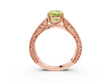 Rose gold Fancy Yellow Radiant  Cut Solitaire Engraved Band with Four-Prong Setting_108
