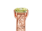 Rose gold Fancy Yellow Radiant  Cut Solitaire Engraved Band with Four-Prong Setting_110