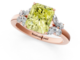Rose gold Fancy Yellow Radiant  Cut Solitaire Floral Diamond Ring with Four-Prong Setting_38