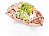 Rose gold Fancy Yellow Radiant Cut Solitaire Intertwined Band Prong Setting Ring_1