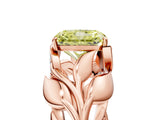 Rose gold Fancy Yellow Radiant Cut Solitaire Leaf-Inspired Engagement Ring with Prong Setting_17