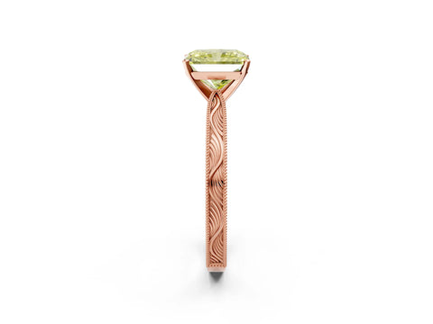 Rose gold Fancy Yellow Radiant Cut Solitaire Milgrain Engraved Band with Four-Prong Setting_2