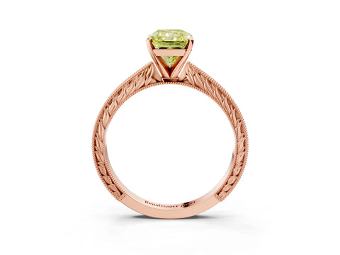Rose gold Fancy Yellow Radiant Cut Solitaire Milgrain Engraved Band with Four-Prong Setting_3