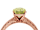 Rose gold Fancy Yellow Radiant Cut Solitaire Milgrain Engraved Band with Four-Prong Setting_4