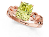 Rose gold Fancy Yellow Radiant Cut Solitaire Milgrain Leaf Band with Prong Setting_1
