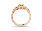 Rose gold Fancy Yellow Radiant Cut Solitaire Milgrain Leaf Band with Prong Setting_3
