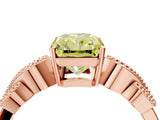 Rose gold Fancy Yellow Radiant Cut Solitaire Milgrain Leaf Band with Prong Setting_4