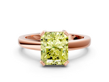 Rose gold Fancy Yellow Radiant  Cut Solitaire Ring with Four-Prong Setting and Classic Band_59