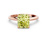 Rose gold Fancy Yellow Radiant  Cut Solitaire Ring with Four-Prong Setting on a Classic Band_25