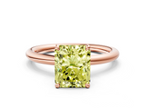 Rose gold Fancy Yellow Radiant  Cut Solitaire Ring with Thin Band and Four-Prong Setting_16
