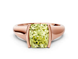 Rose gold Fancy Yellow Radiant Cut Solitaire Tension Set Diamond Ring with Split Shank Band