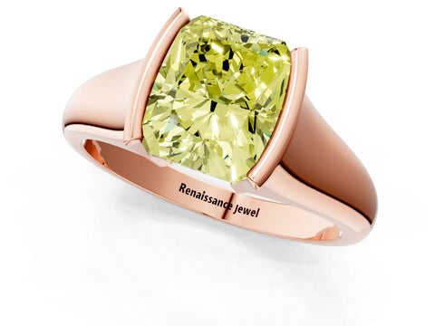 Rose gold Fancy Yellow Radiant Cut Solitaire Tension Set Diamond Ring with Split Shank Band_1