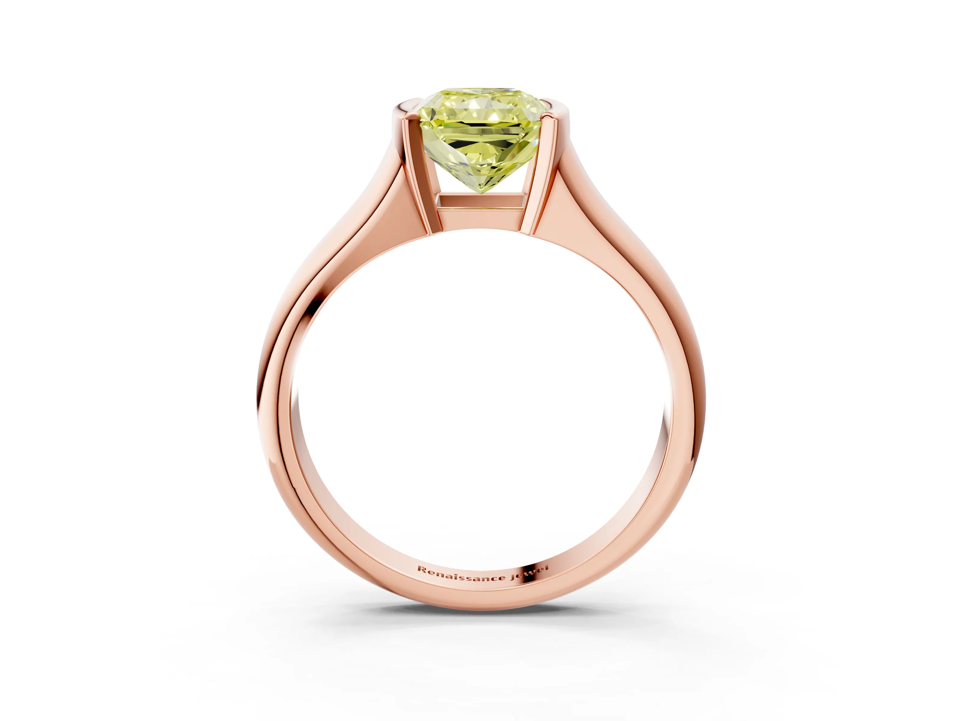 Rose gold Fancy Yellow Radiant Cut Solitaire Tension Set Diamond Ring with Split Shank Band_3