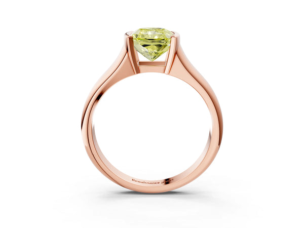 Rose Gold Radiant Cut Tension Style Solitaire Engagement Ring Setting for Fancy Yellow Center