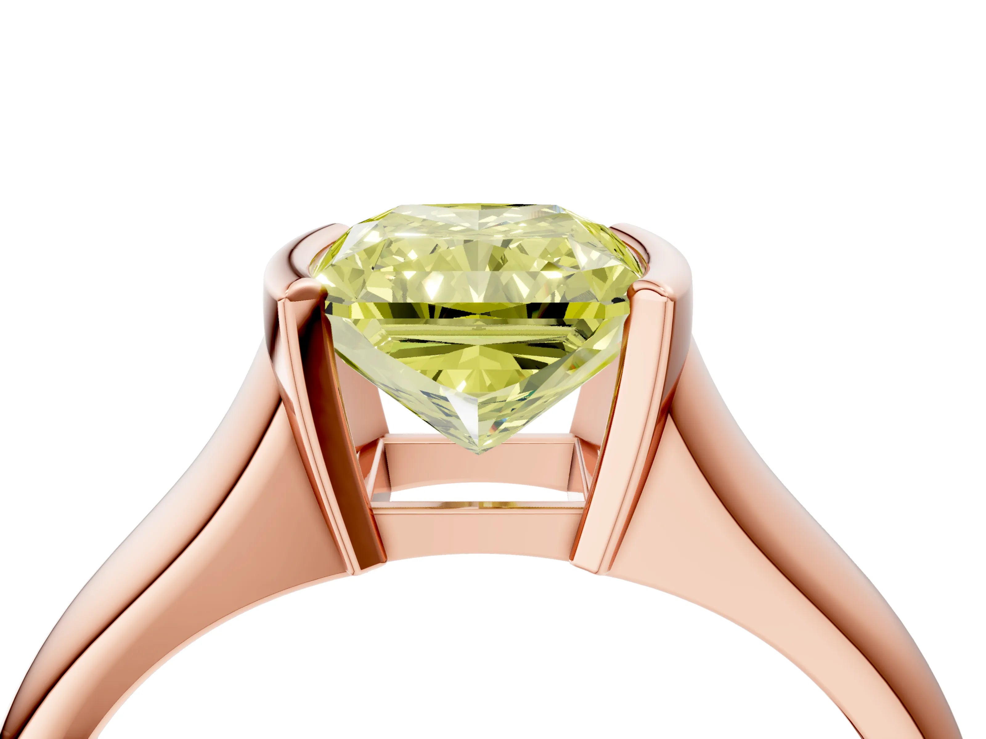 Rose gold Fancy Yellow Radiant Cut Solitaire Tension Set Diamond Ring with Split Shank Band_4