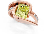 Rose gold Fancy Yellow Radiant Cut Solitaire Tension-Set Diamond Split Shank Ring_1