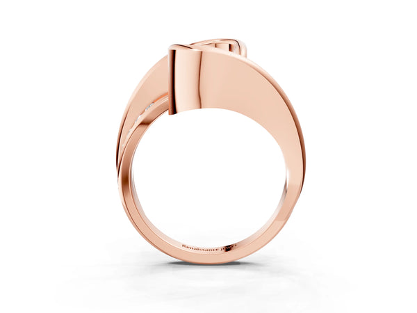 Rose gold Fancy Yellow Radiant Cut Solitaire Tension-Set Diamond Split Shank Ring