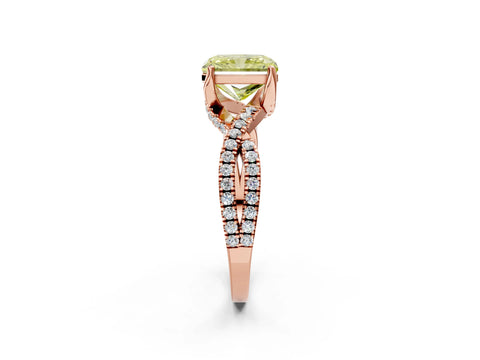 Rose gold Fancy Yellow Radiant Cut Solitaire Twist Pave Diamond Engagement Ring with Prong Setting_26