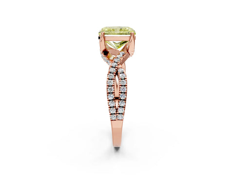 Rose gold Fancy Yellow Radiant Cut Solitaire Twist Pave Diamond Engagement Ring with Prong Setting_2