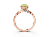 Rose gold Fancy Yellow Radiant Cut Solitaire Twist Pave Diamond Engagement Ring with Prong Setting_3