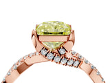 Rose gold Fancy Yellow Radiant Cut Solitaire Twist Pave Diamond Engagement Ring with Prong Setting_4