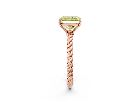 Rose gold Fancy Yellow Radiant Cut Solitaire Twisted Band 4-Prong Ring_2