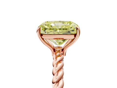 Rose gold Fancy Yellow Radiant Cut Solitaire Twisted Band 4-Prong Ring_5