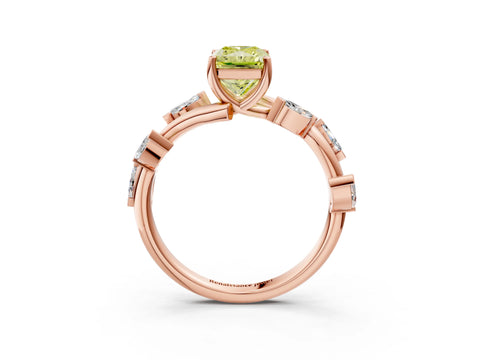 Rose gold Fancy Yellow Radiant Cut Solitaire Twisted Band Marquise Accent Prong Setting Ring_3