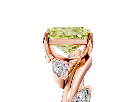 Rose gold Fancy Yellow Radiant Cut Solitaire Twisted Band Marquise Accent Prong Setting Ring_5