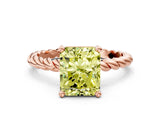 Rose gold Fancy Yellow Radiant  Cut Solitaire Twisted Band with Four-Prong Setting_88