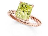 Rose gold Fancy Yellow Radiant  Cut Solitaire Twisted Band with Four-Prong Setting_89